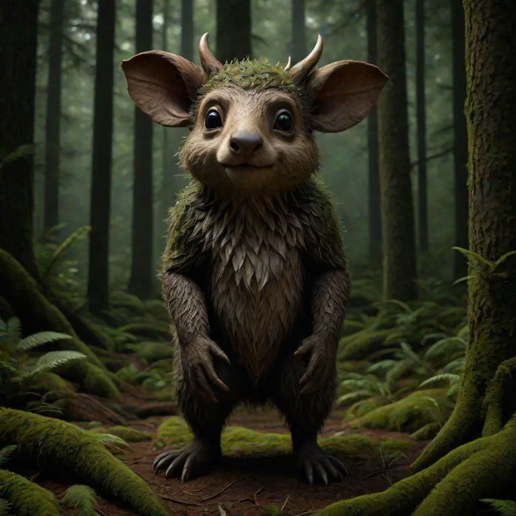 a weird looking animal standing in the middle of a forest with moss growing on it's back legs, Chris LaBrooy, sots art, a character portrait, weta digital