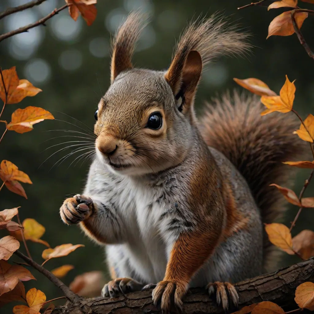 a squirrel is sitting on a branch with its paws on it's face and it's eyes open, Chris LaBrooy, photorealism, a photorealistic painting, animal photography