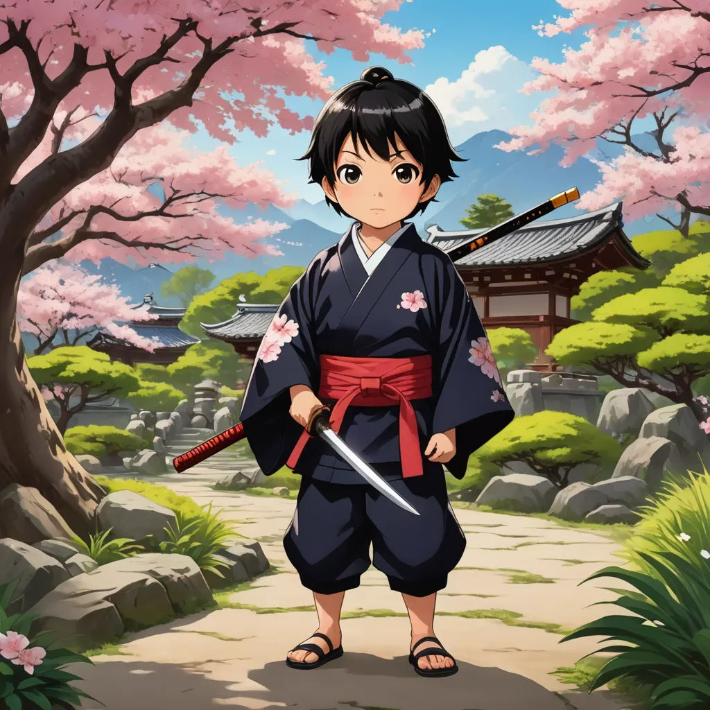 a young woman in a kimono holding a sword in front of a tree with pink flowers in the background, sots art, a character portrait, Baiōken Eishun, ufotable