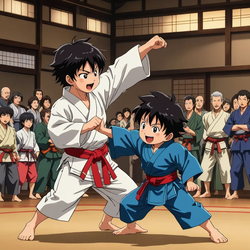 a man in a kimono is fighting with another man in a kimono in front of a crowd, dau-al-set, concept art, Baiōken Eishun, official art