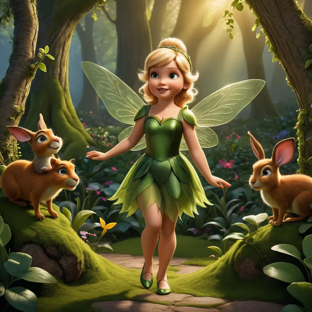 a cartoon fairy with a deer and a deer in the woods with a forest background and a forest scene, magical realism, a storybook illustration, disney, promotional image