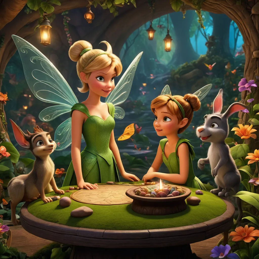 Tinkerbell flying over the fairy glade with her friends Wallpaper [WP- –  Walls on-Click, image size:1024x1024