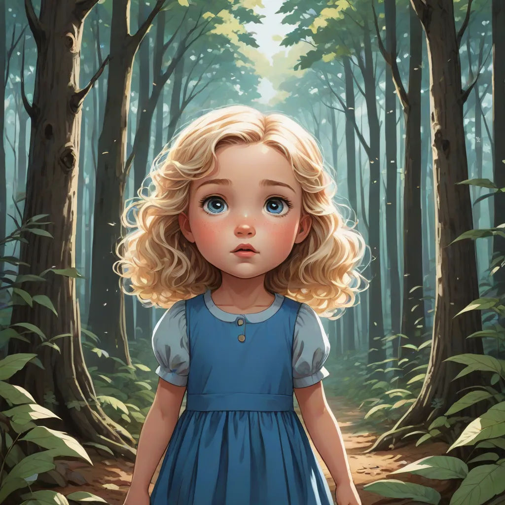 a painting of a little girl in a forest with a forest background and a path leading to a forest, fantasy art, a storybook illustration, Clarice Beckett, storybook illustration