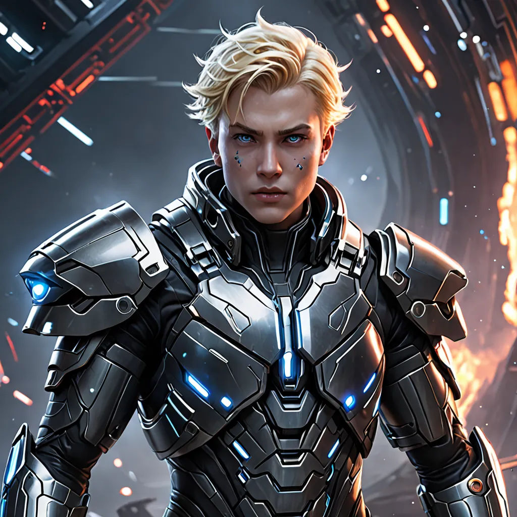 a man in a futuristic suit with a futuristic background and a large clock tower in the background, with a glowing light behind him, space art, a character portrait, Aleksi Briclot, key art