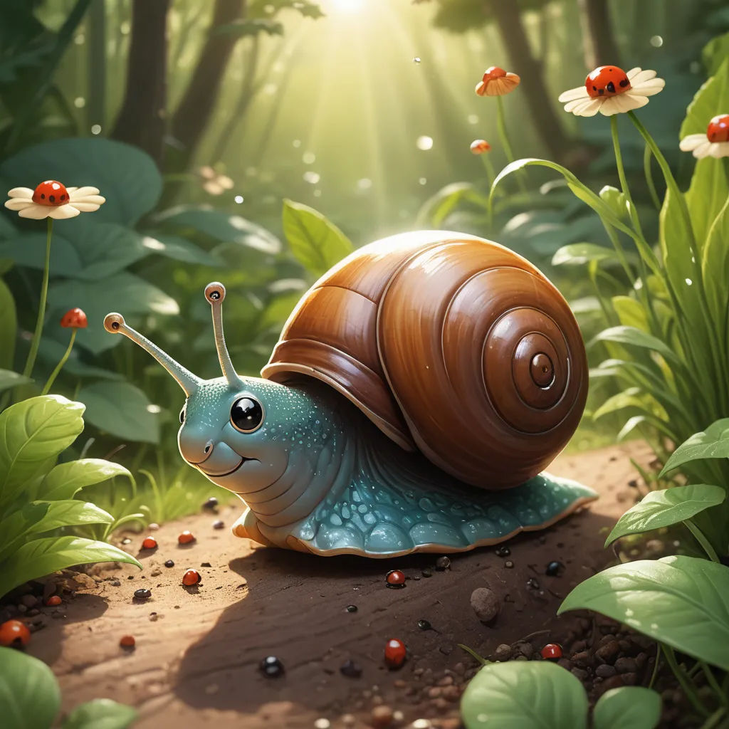 a snail is sitting on a rock in the middle of a forest with ladybugs and daisies, fantasy art, a digital painting, Chris LaBrooy, highly detailed digital painting