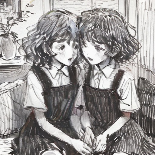 two girls sitting on a couch with their hands together, one of them is holding the other's hand