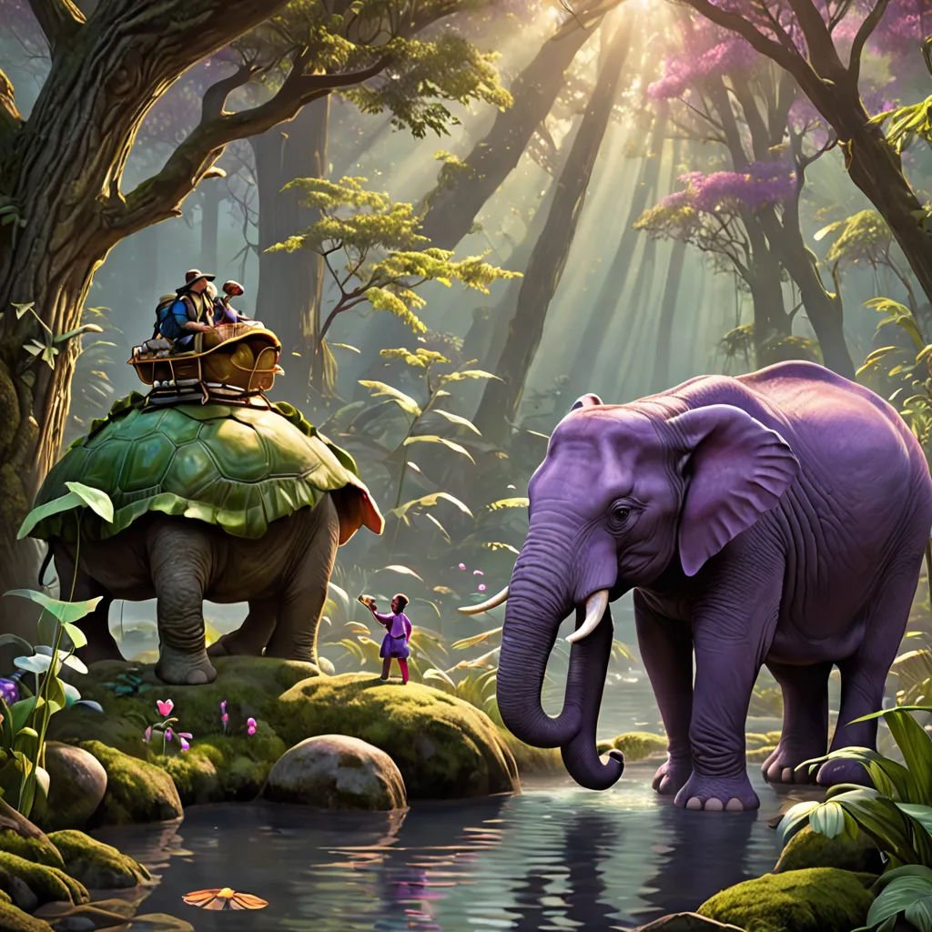 a painting of a couple riding on an elephant in the jungle with a child on its back and a man on the back of the elephant, magical realism, a storybook illustration, Chris LaBrooy, highly detailed digital painting
