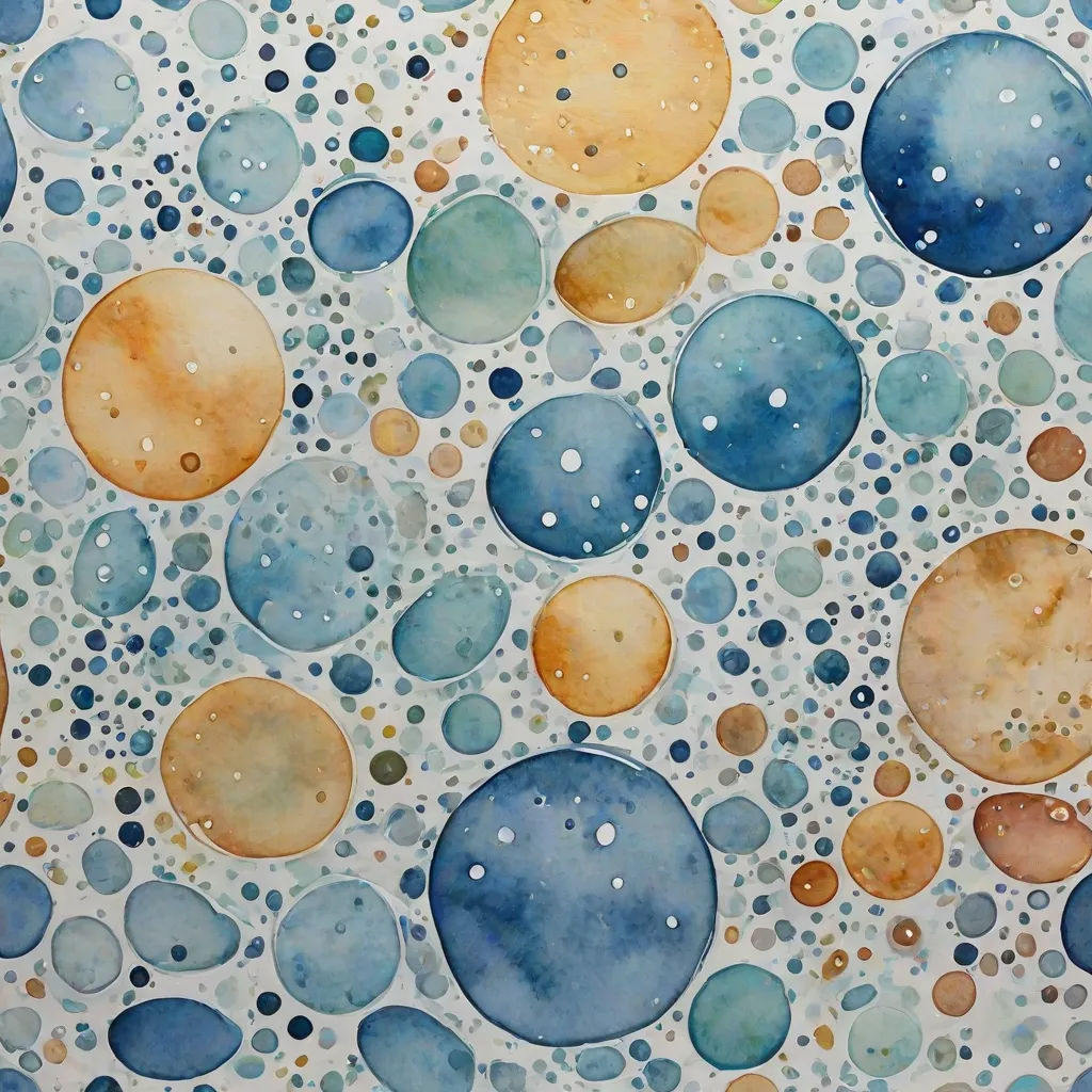 a painting of a bunch of different colored balls of watercolor on paper with a white background and a blue and yellow circle, Alison Watt, kinetic pointillism, a watercolor painting, watercolor