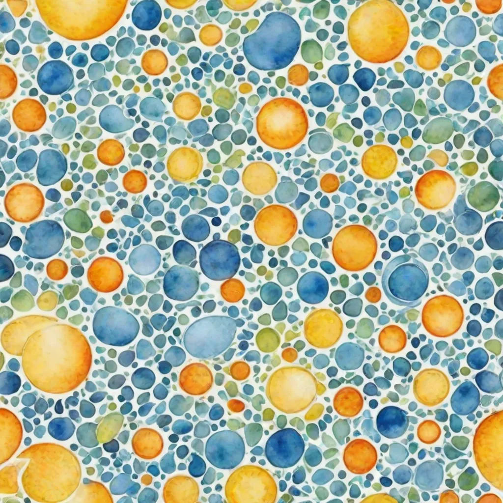 a painting of a lot of different colored dots on a white background with a blue sky in the background, Chris LaBrooy, kinetic pointillism, a pointillism painting, detailed painting