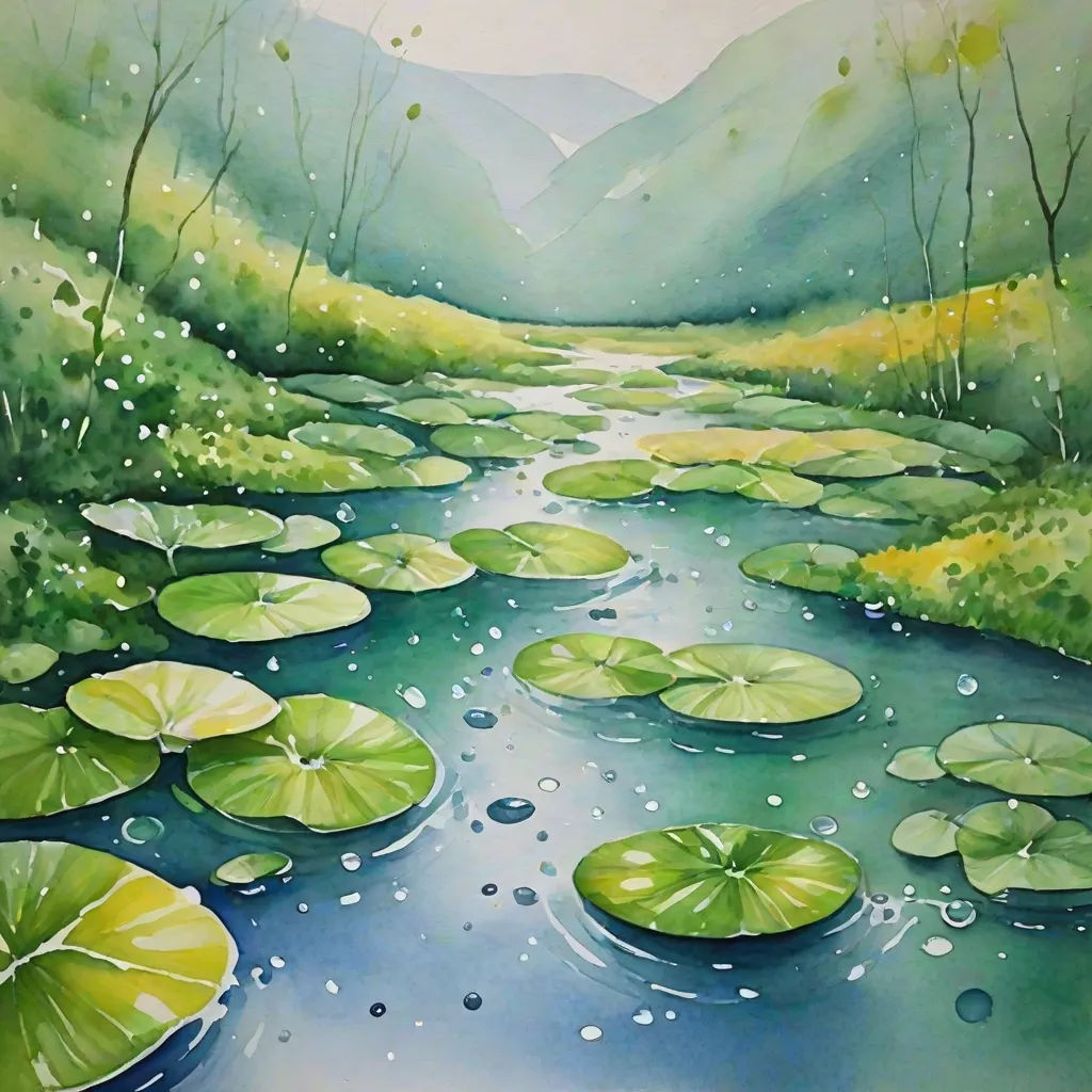 The stream carried Raindrop into a bigger river. Raindrop rushed along with other water droplets, racing towards a larger water body.