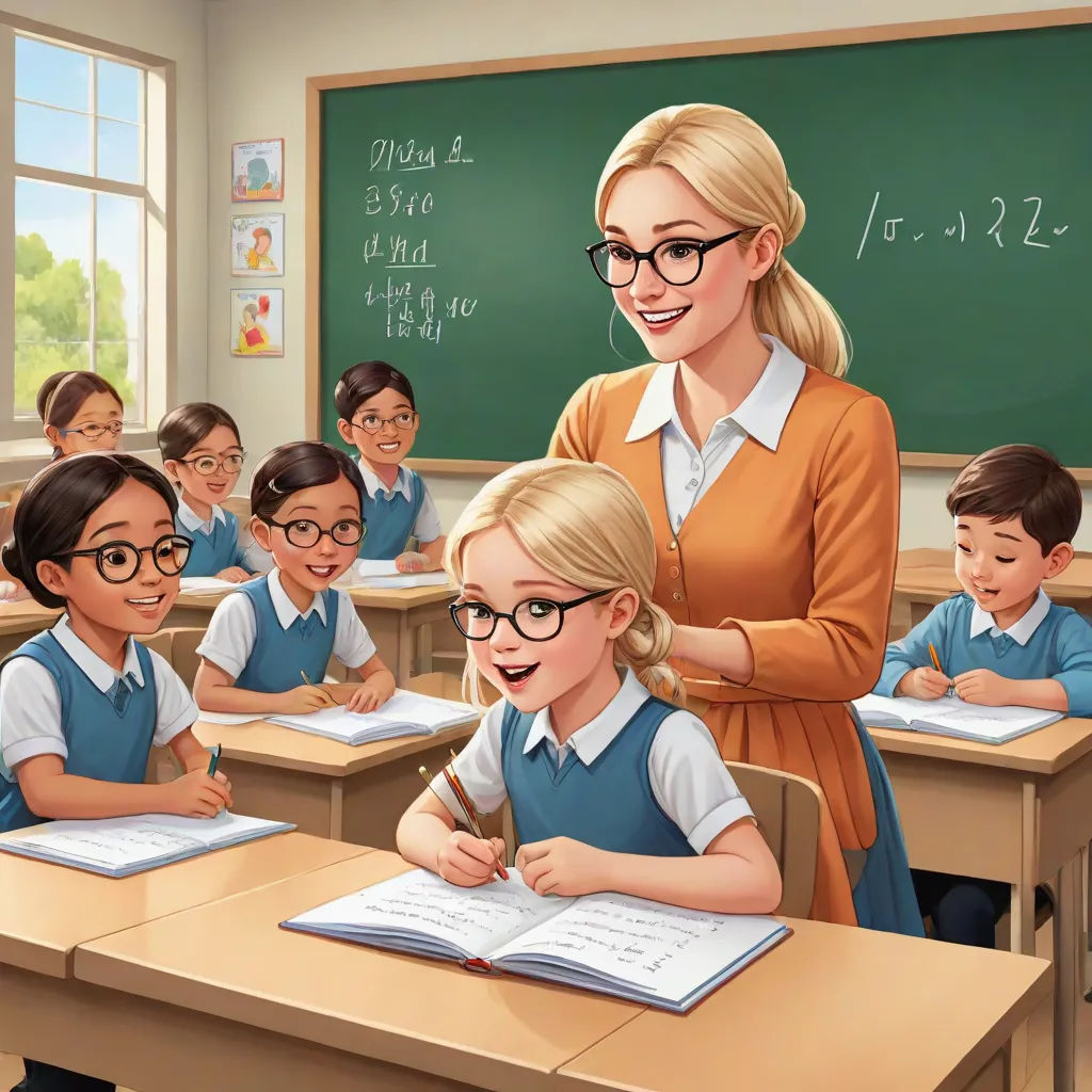 a teacher is teaching children in a classroom with a chalkboard and chalkboard behind her and a chalkboard behind her, paris school, a storybook illustration, Ada Gladys Killins, promotional image