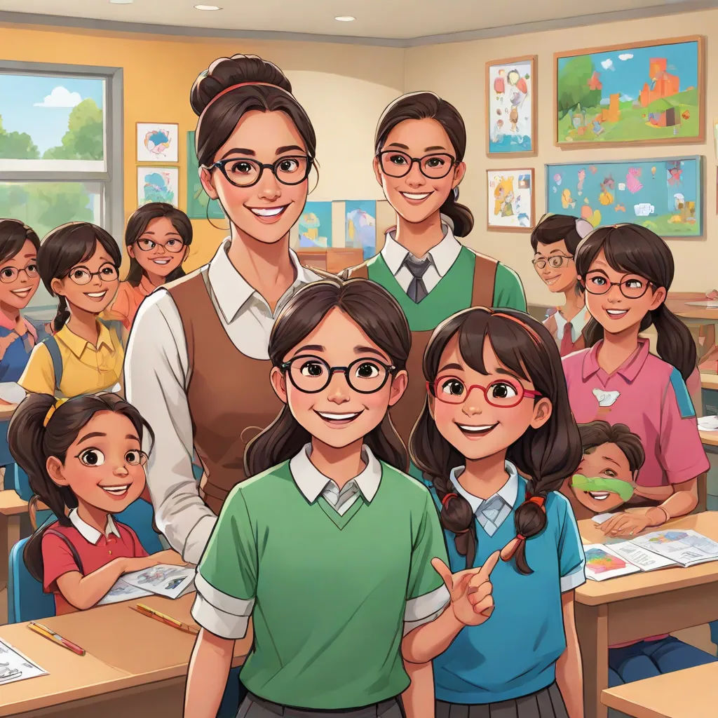 a cartoon of a teacher and students in a classroom with a teacher's desk in the background and a cartoon of a teacher in the foreground, bengal school of art, a storybook illustration, Ada Gladys Killins, official art