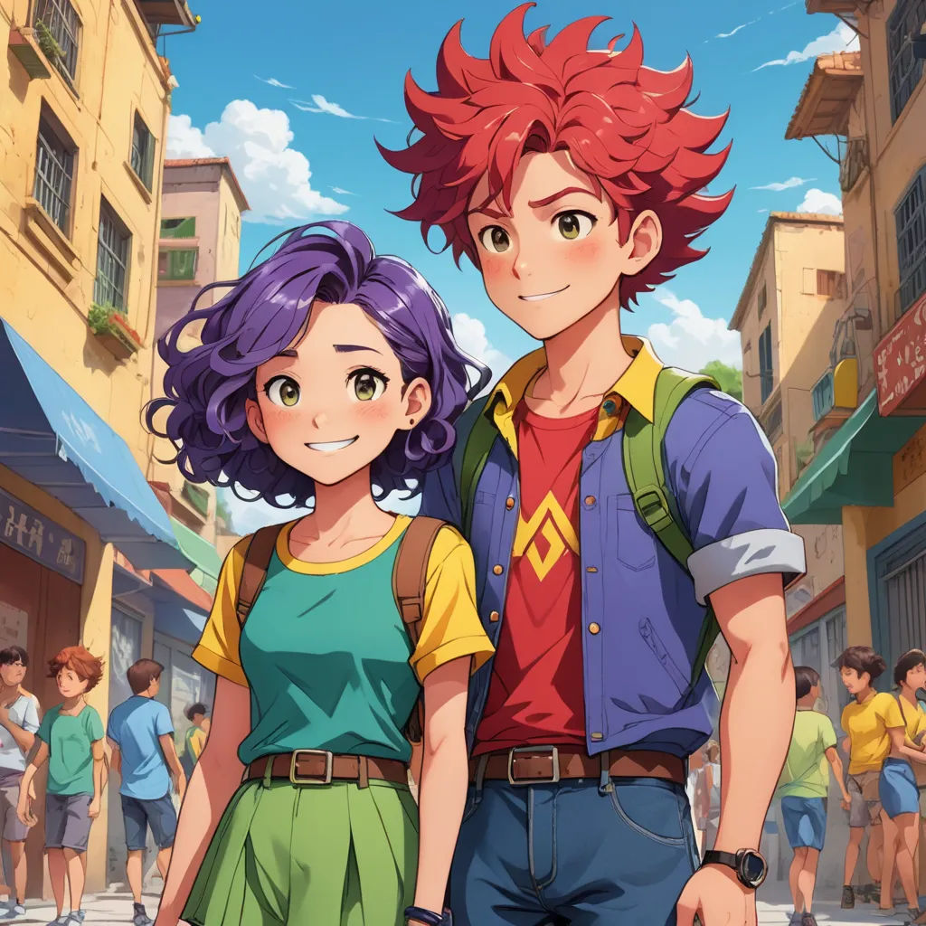 a man and a woman standing next to each other in front of a crowd of people on a city street, sots art, concept art, Adam Manyoki, official art