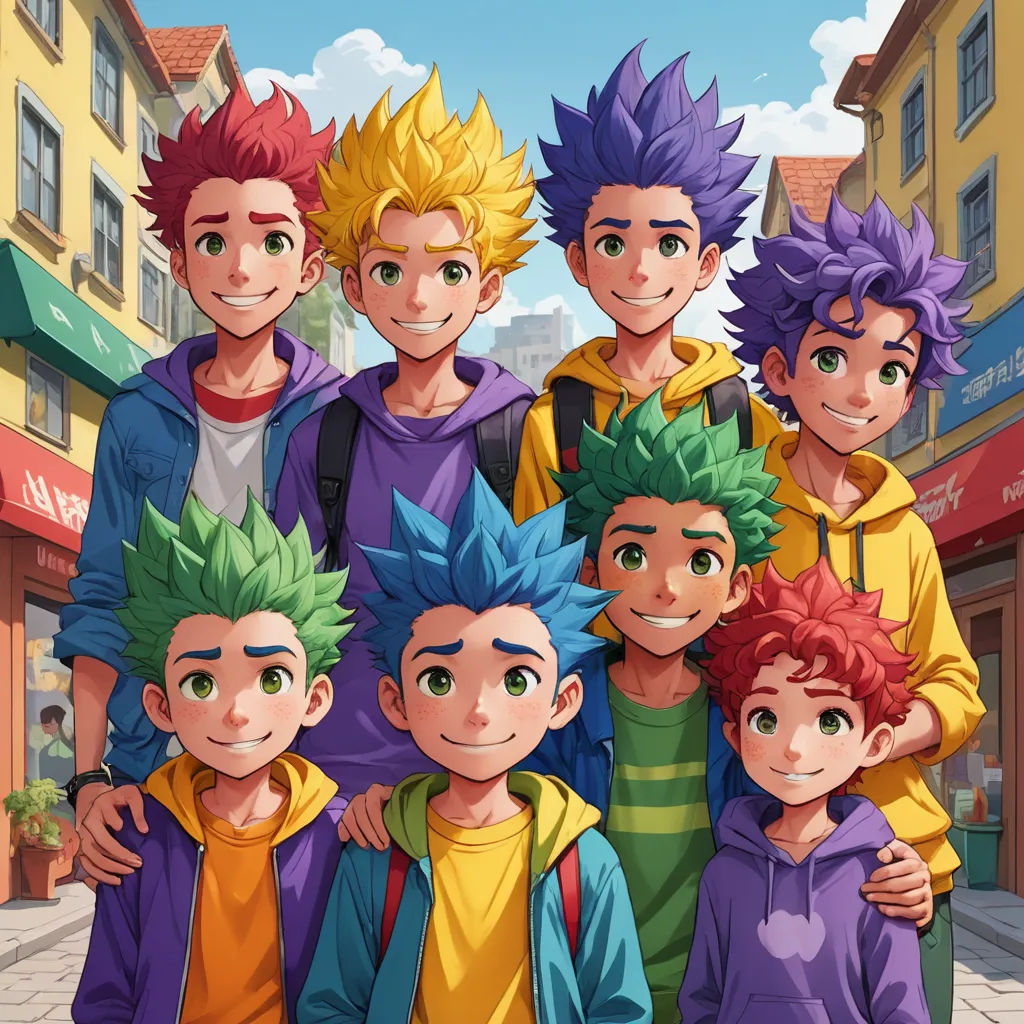 a group of young boys standing next to each other in front of a building with a sky background and buildings, rayonism, a detailed painting, Adam Manyoki, official art