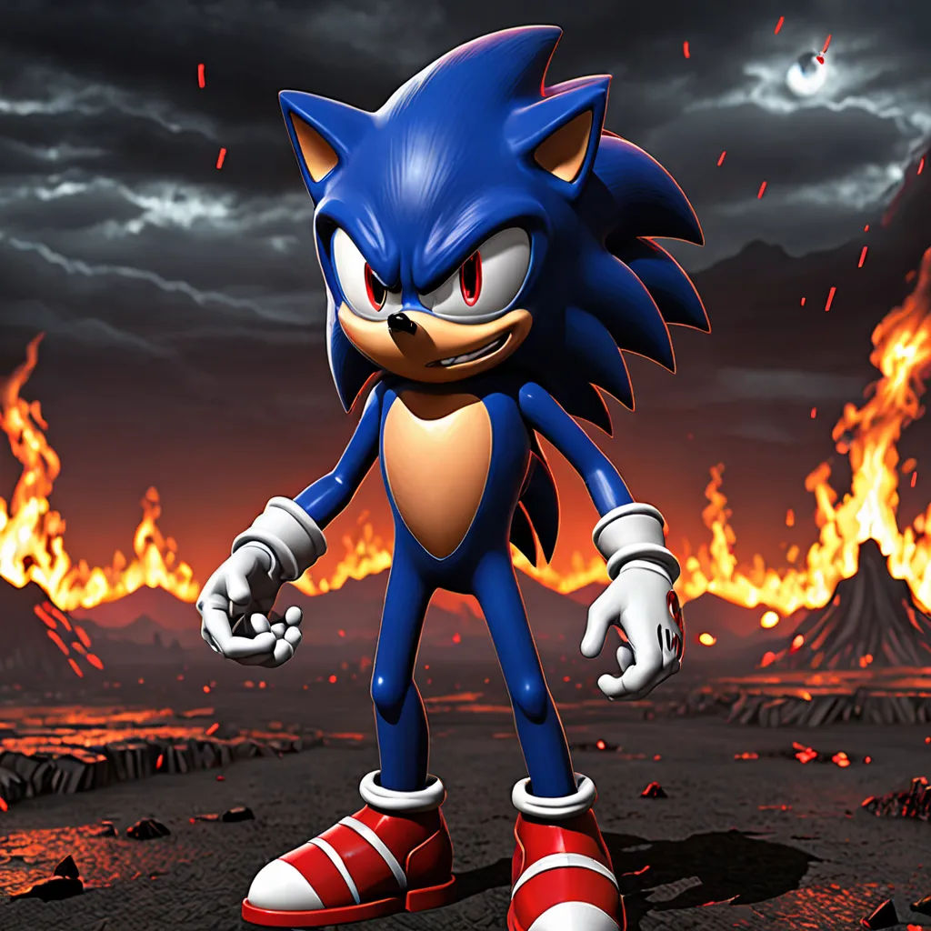 a cartoon character is standing in front of a fire and sky background with a dark cloud in the background, sots art, a 3D render, Chris LaBrooy, unreal engine 5 quality render
