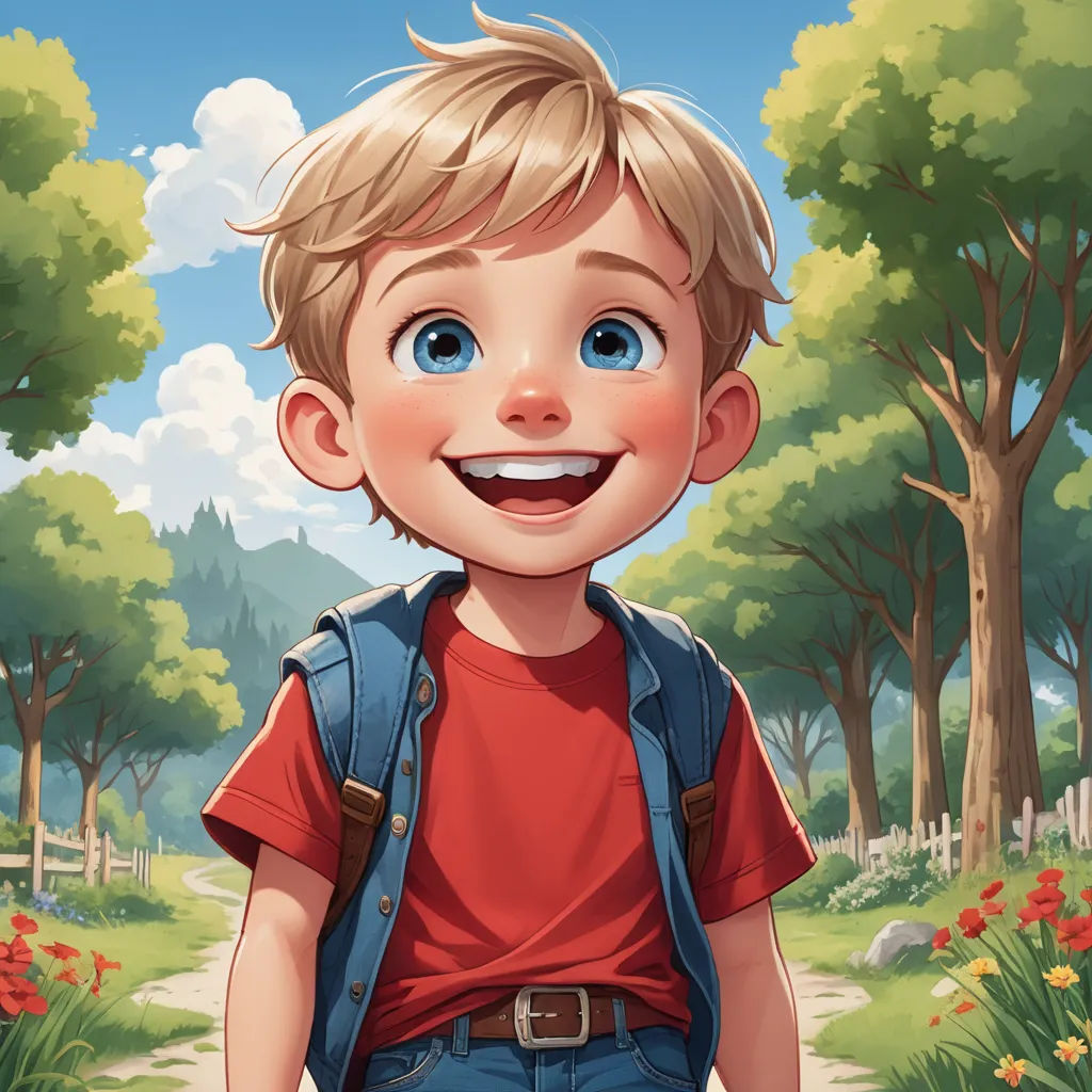 a boy with a backpack is smiling for the camera in a cartoon style, with a path in the background, sots art, a storybook illustration, Aaron Jasinski, rossdraws global illumination
