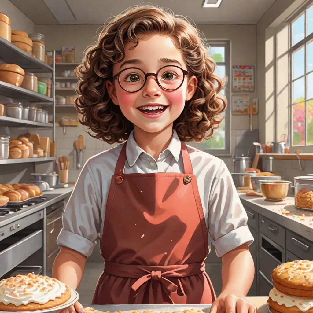 a painting of a woman in a kitchen with a tray of donuts and a cake on a counter, a detailed painting, Bob Byerley, american scene painting, highly detailed digital painting