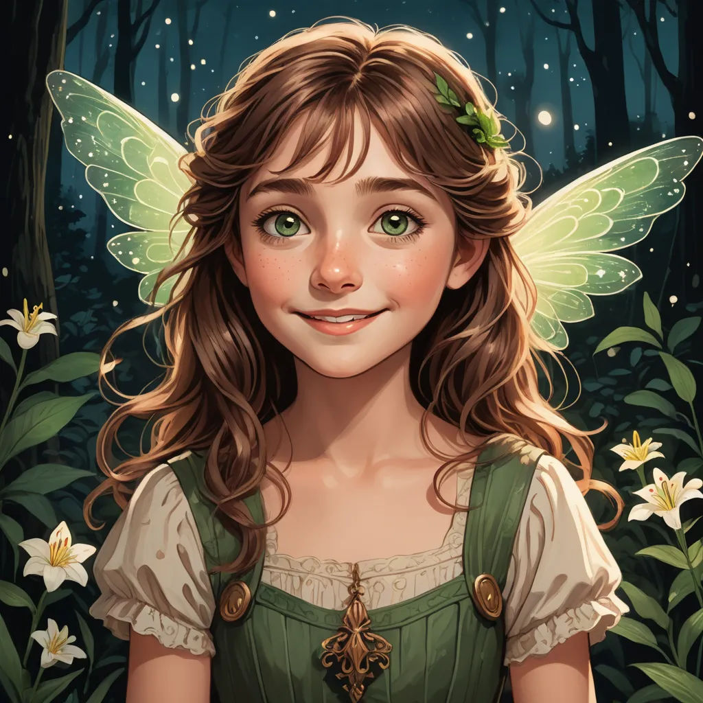 a girl with a green dress and a fairy wings on her head and a green dress with a flower in her hair, fantasy art, a storybook illustration, Charlie Bowater, stanley artgerm lau