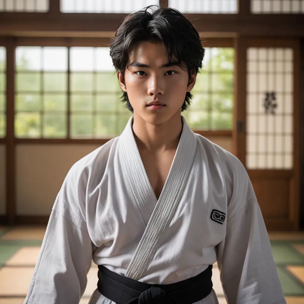 a man in a kimono poses for a picture in a room with a green floor and windows with a green and white tile floor, mingei, a character portrait, Baiōken Eishun, movie still