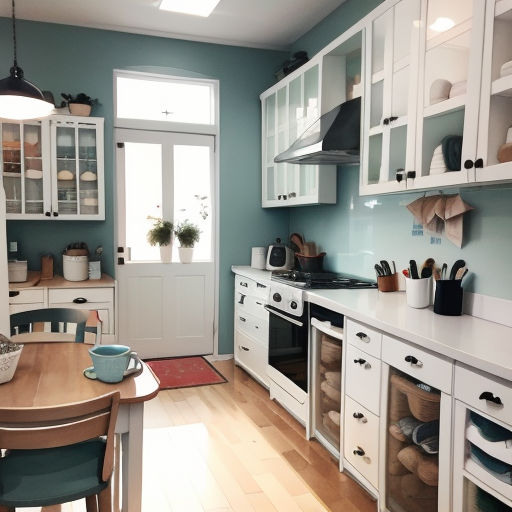 a kitchen with a table and chairs and a stove and oven in it and a door leading to a patio