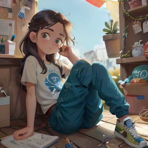 a girl sitting on the floor with a book and a book in her hand and a book in her other hand