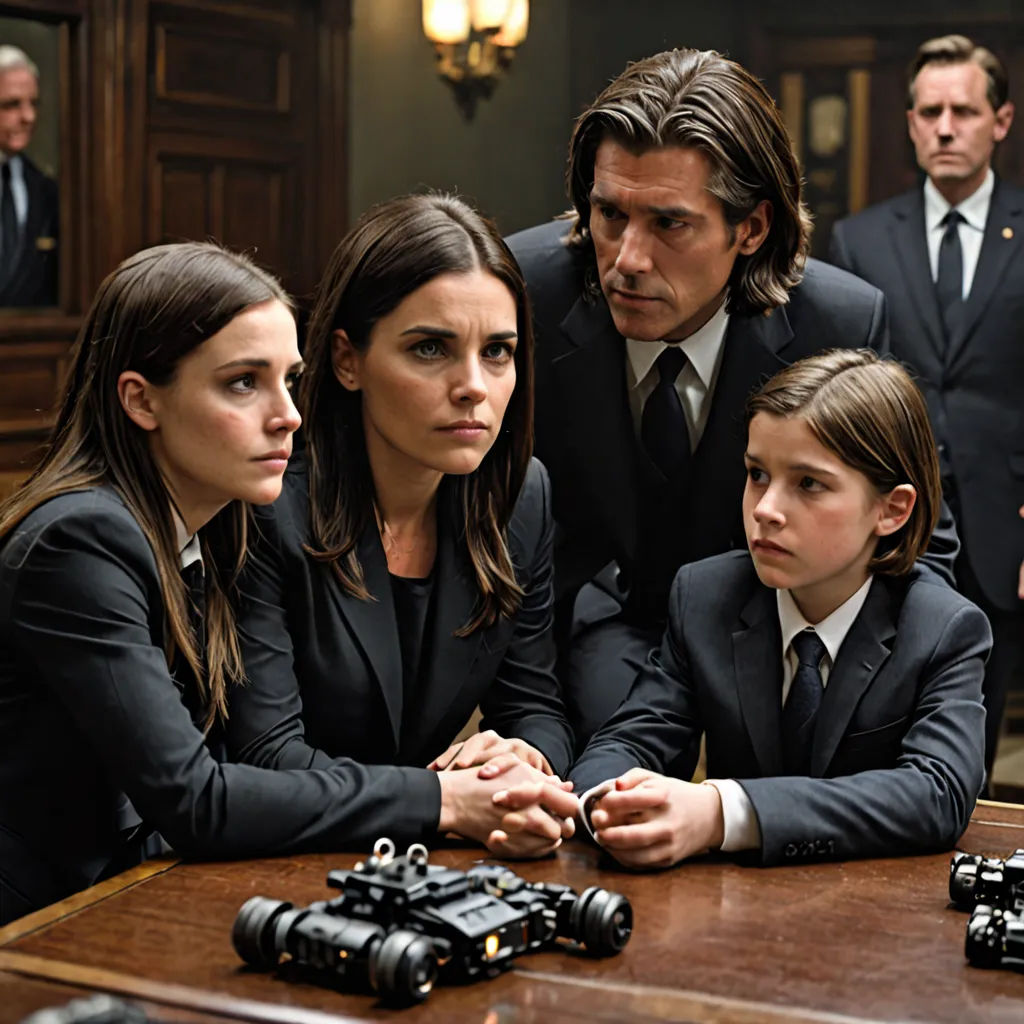 a group of people sitting around a table with a camera on it and a man in a suit and tie, antipodeans, a jigsaw puzzle, Clarice Beckett, promotional image