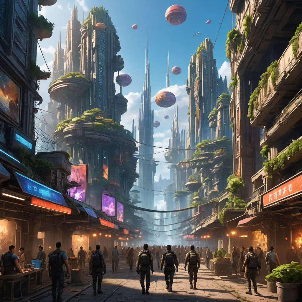 a futuristic city with a lot of people walking around it and lots of buildings in the background with people walking around, afrofuturism, a detailed matte painting, Chris LaBrooy, 8 k concept art