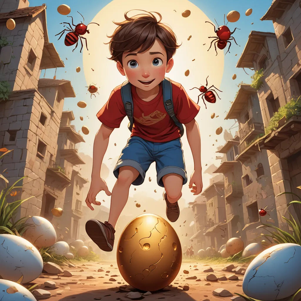 a boy is playing with a ball in the middle of a street with bugs crawling around him and a full moon in the background, magic realism, a storybook illustration, Aaron Jasinski, rossdraws global illumination