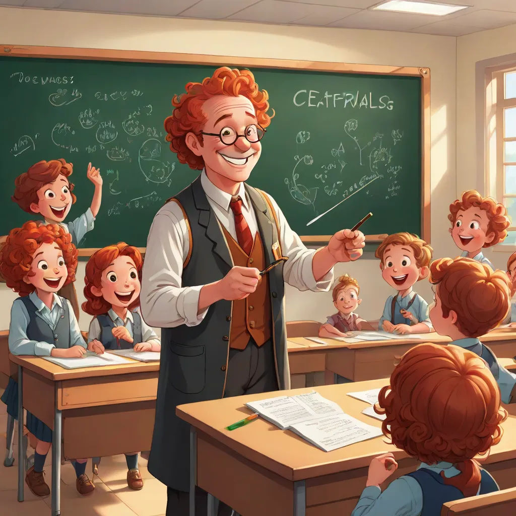 a teacher teaching a class of children in a classroom with chalkboards and chalkboards on the wall and a chalkboard with writing on it, paris school, a storybook illustration, Cliff Childs, official art