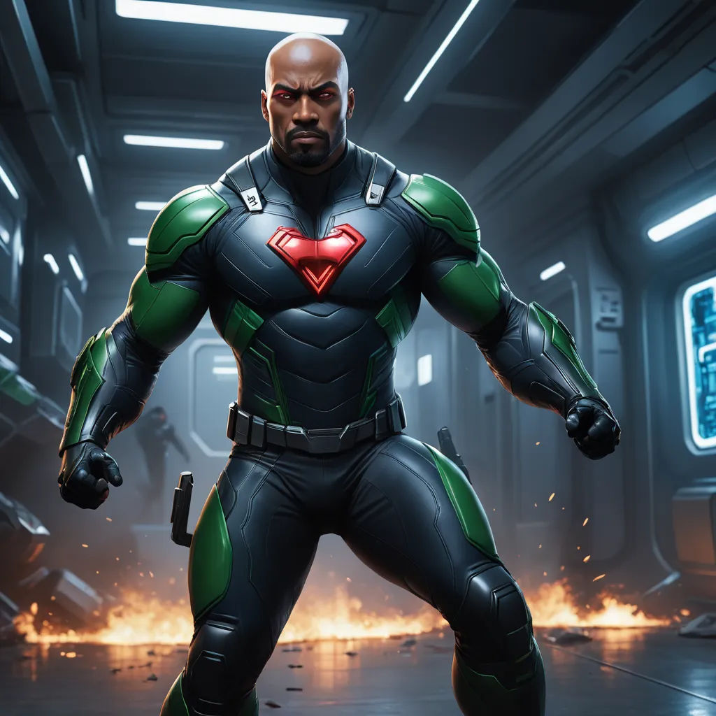a man in a futuristic suit with a gun in his hand and a flame in the background in a sci - fi setting, sots art, concept art, Everett Warner, key art