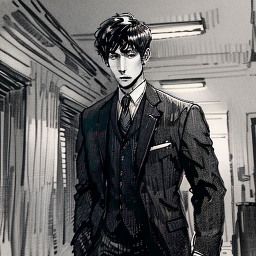 a man in a suit and tie walking down a hallway with a suitcase in his hand and a suitcase in his other hand