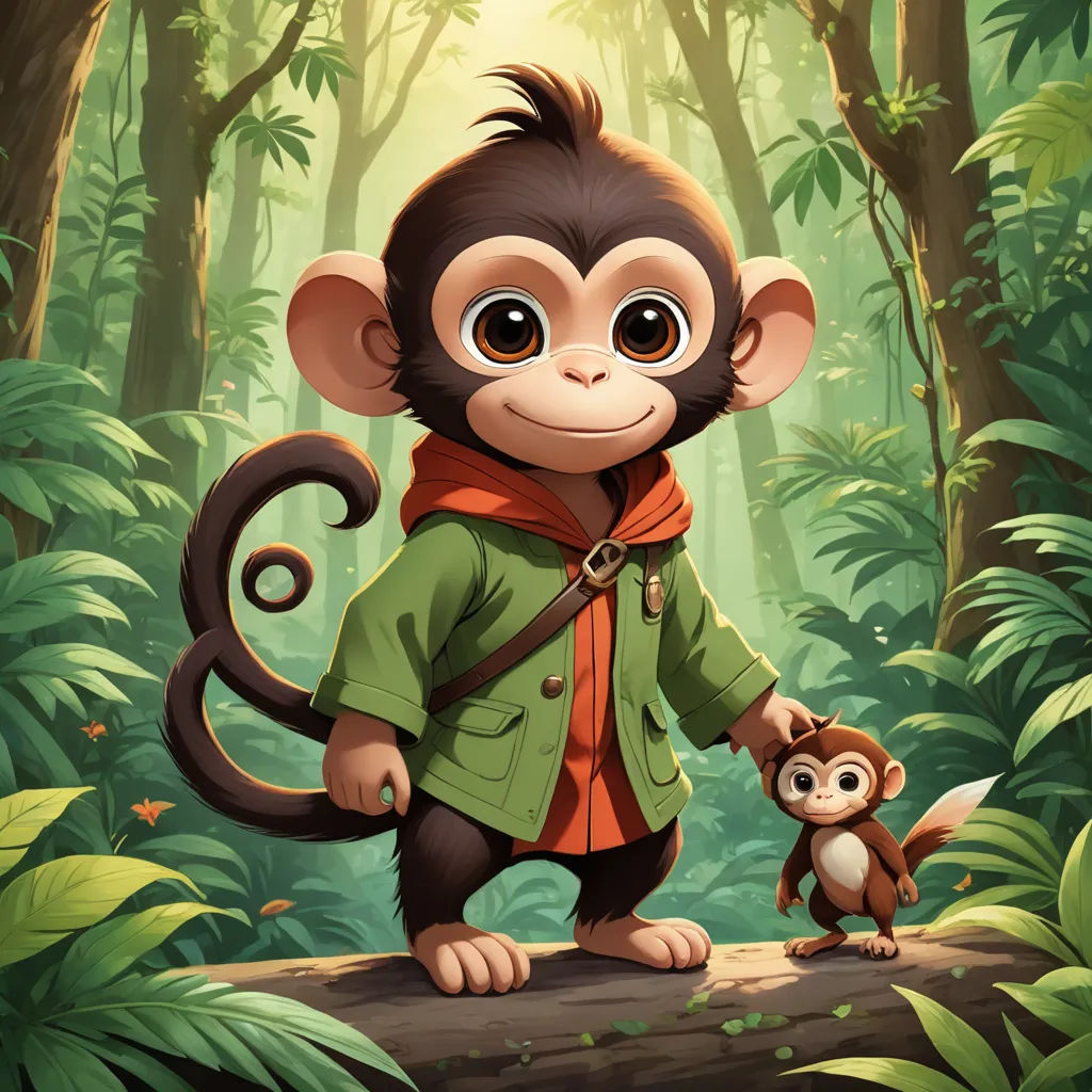 a monkey and a monkey on a log in the jungle with a monkey on the log in front of them, furry art, a character portrait, Diego Gisbert Llorens, official art