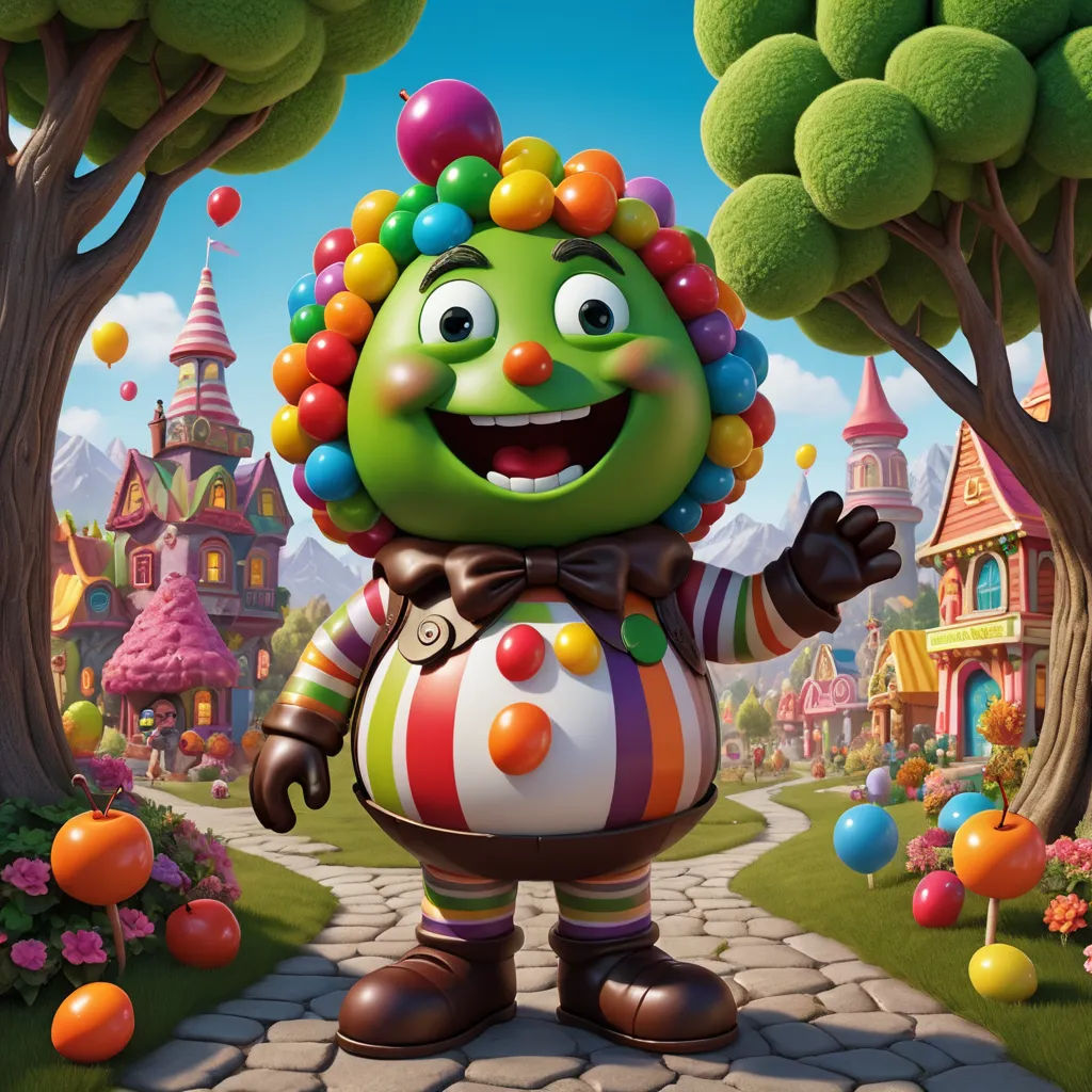 a cartoon character with a clown hat and clown makeup on a street with trees and buildings in the background, excessivism, a character portrait, Chris LaBrooy, promotional image