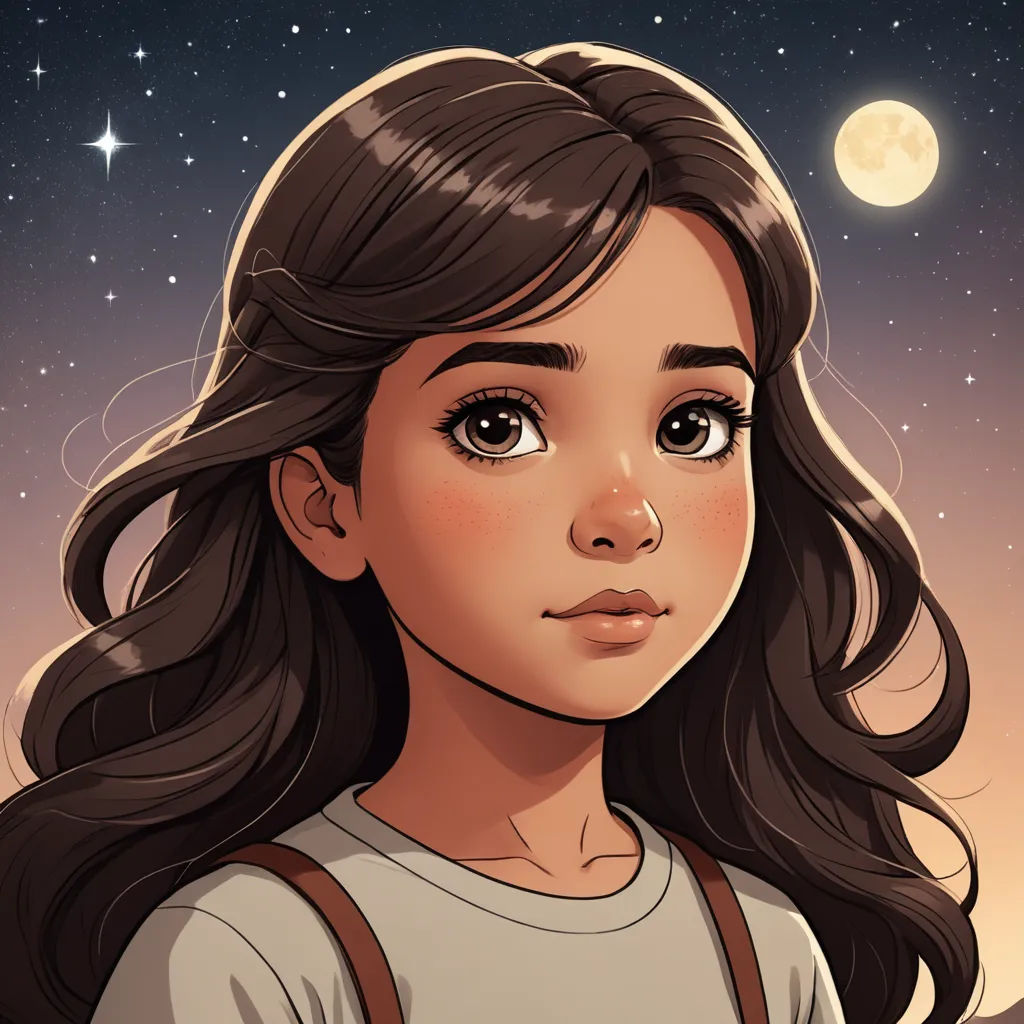 a girl with long hair and a white shirt is staring at the stars in the sky with a full moon behind her, space art, a character portrait, Charlie Bowater, character portrait