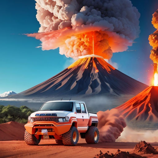 Monster Trucks vs. Volcano