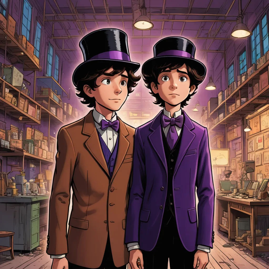 two men in suits and hats standing in a library with bookshelves in the background and a clock on the wall, lyco art, a comic book panel, Brothers Hildebrandt, comic cover art