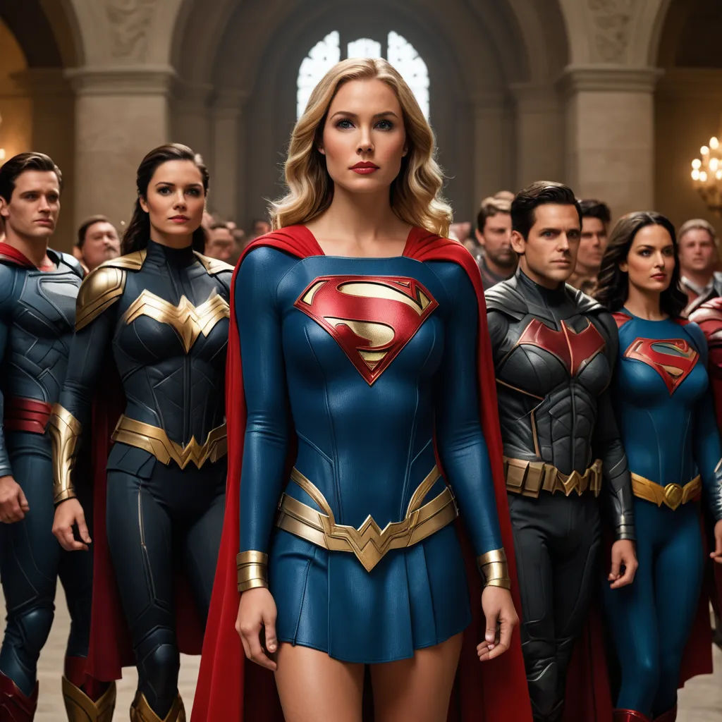 a group of people dressed in costumes standing in a line in a building with a chandelier and chandelier, superflat, a comic book panel, Altichiero, promotional image