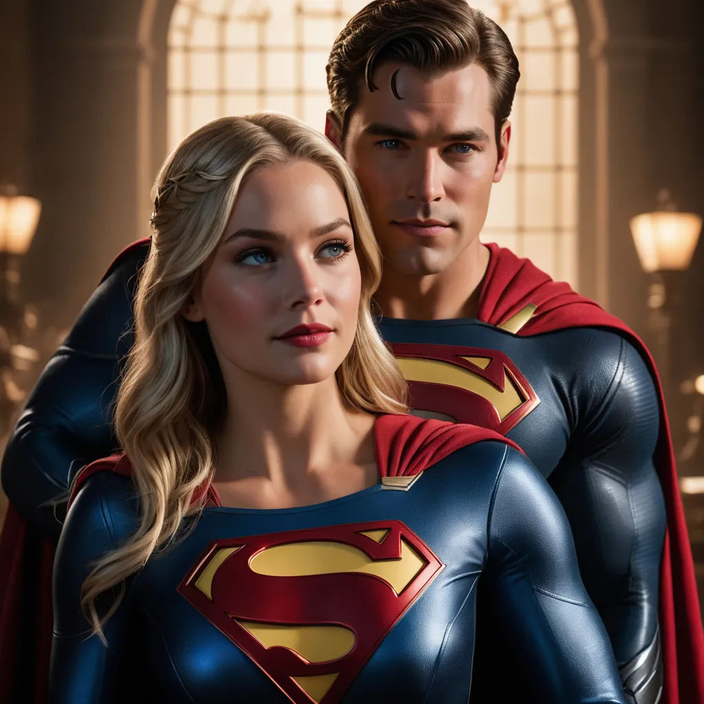 a man and a woman dressed as superman and wonder woman in a scene from the movie, the man of steel, superflat, a poster, Artgerm, promotional image