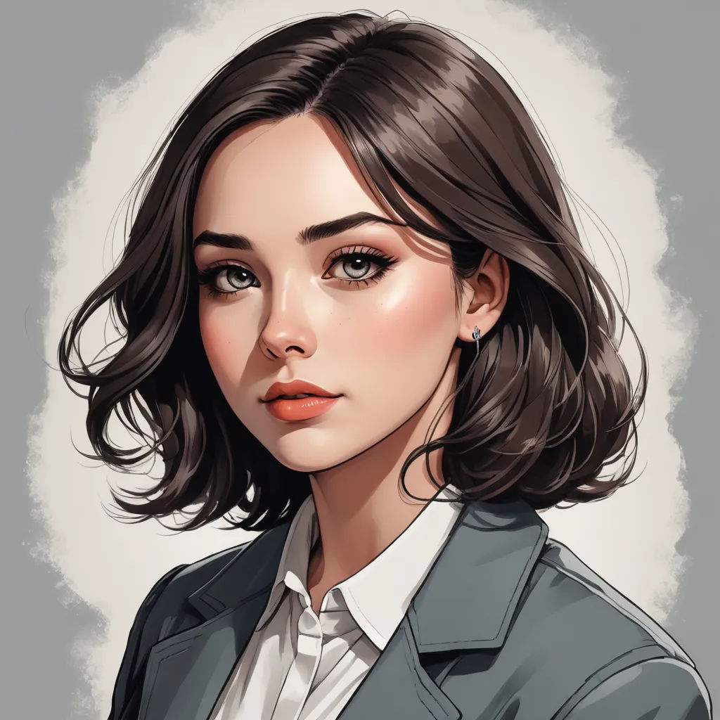 a woman with a suit and tie on her head, with a gray background and a white shirt on, computer art, a detailed painting, Artgerm, stanley artgerm lau