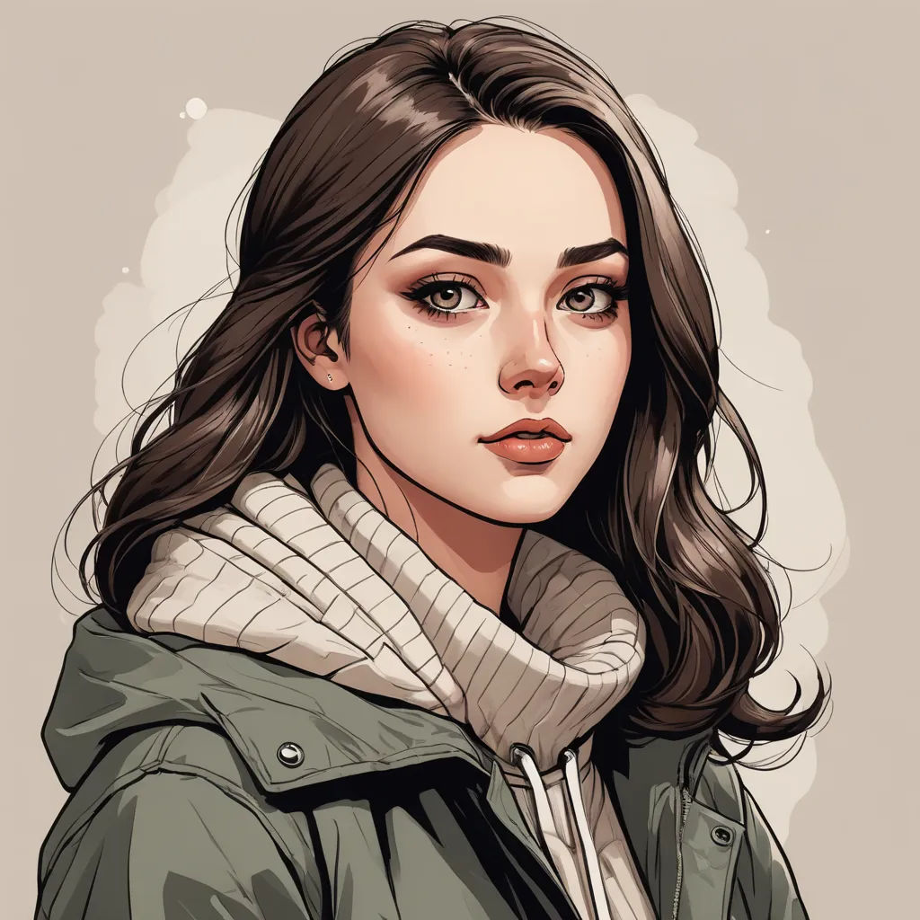 a woman with long hair and a scarf on her neck, wearing a green jacket and a scarf around her neck, fantasy art, a character portrait, Artgerm, stanley artgerm lau