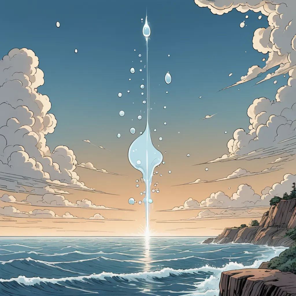 a painting of a lighthouse on a cliff above the ocean with a sky background and clouds above it, with a bright beam of light coming from the top of the lighthouse, rayonism, a comic book panel, Asaf Hanuka, yukito kishiro
