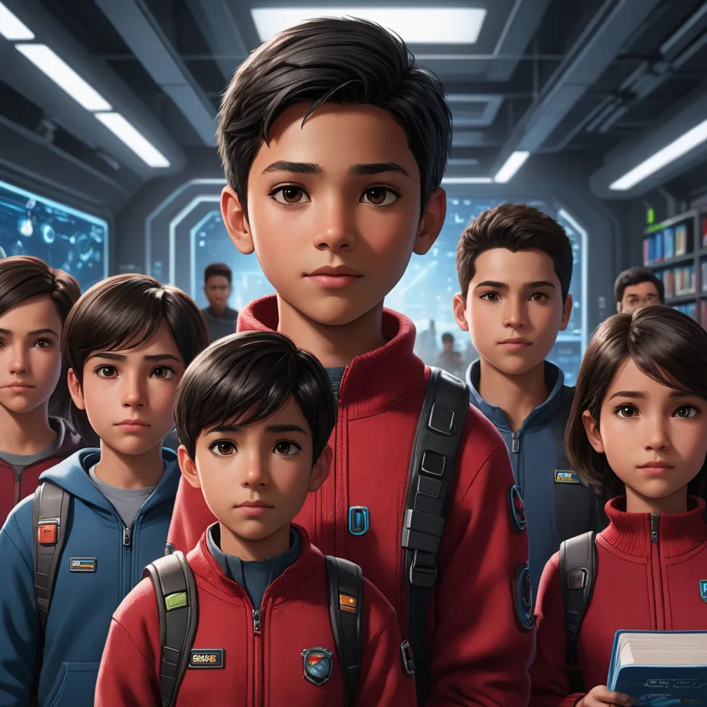a group of young people standing in a room with bookshelves and a book shelf in the background, paris school, concept art, Alejandro Burdisio, key art