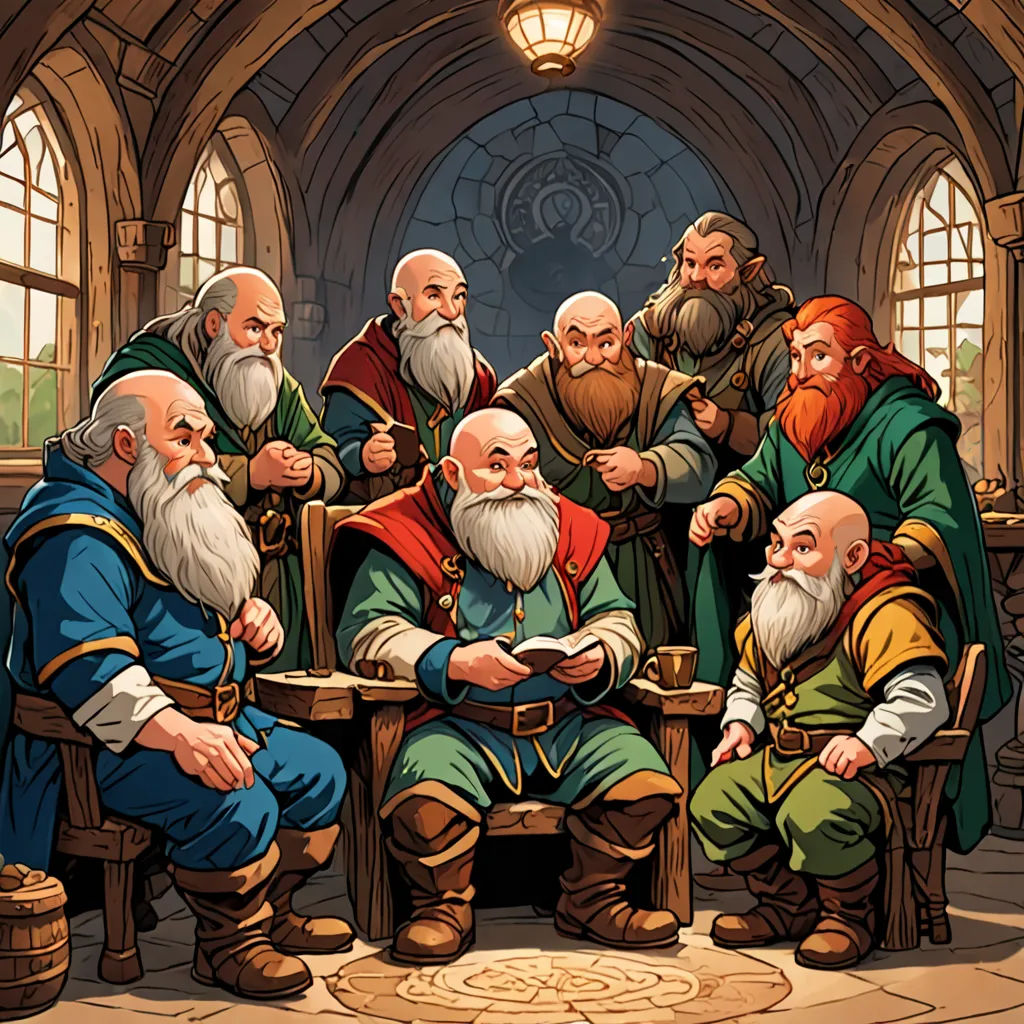 a group of people sitting around a table with a book in front of them and a man standing in front of them, fantasy art, computer graphics, Brothers Hildebrandt, dungeons and dragons