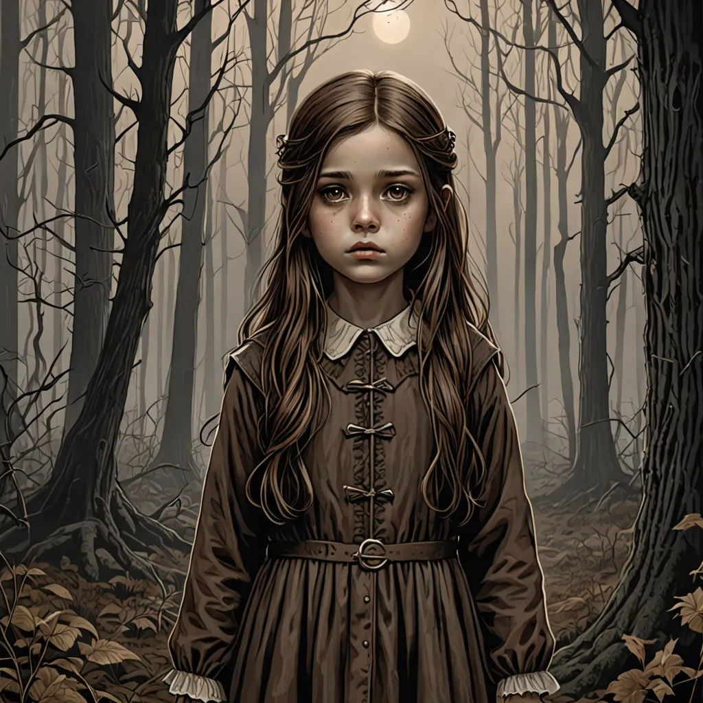 a painting of a girl in a forest with a light bulb above her head and a forest scene behind her, gothic art, an ultrafine detailed painting, Brad Kunkle, leesha hannigan