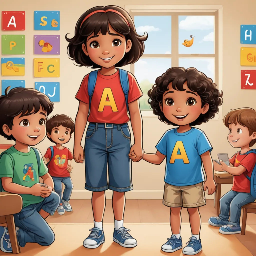 a group of children standing in a classroom with a teacher holding hands with a student holding the hand of another child, lyco art, a storybook illustration, Anthony Devas, storybook illustration