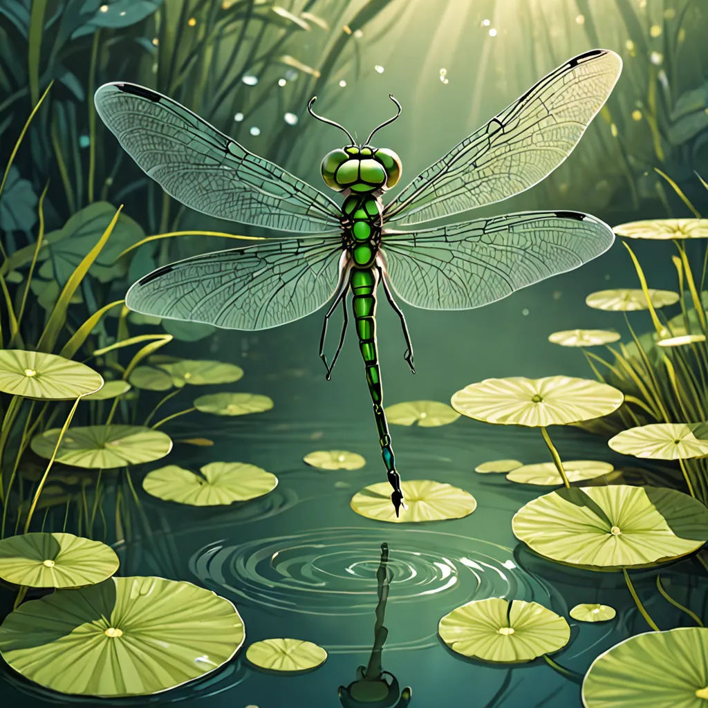 a dragon flys over lily pads in a pond of water lilies and lily pads are surrounding the pond, cloisonnism, a detailed painting, Dan Mumford, highly detailed digital painting