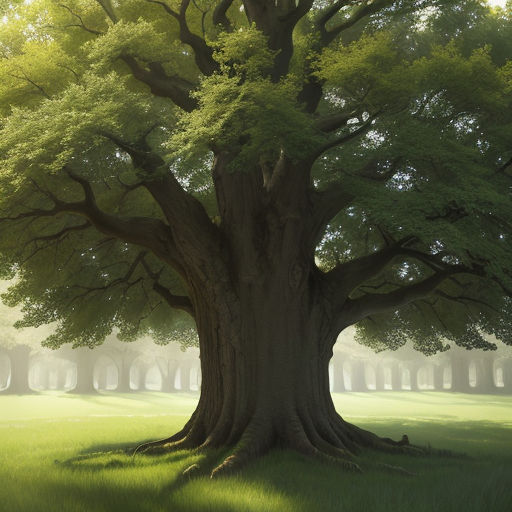 A wise old oak tree with a gentle kindly face, detailed award winning  children's book illustration : r/dalle2