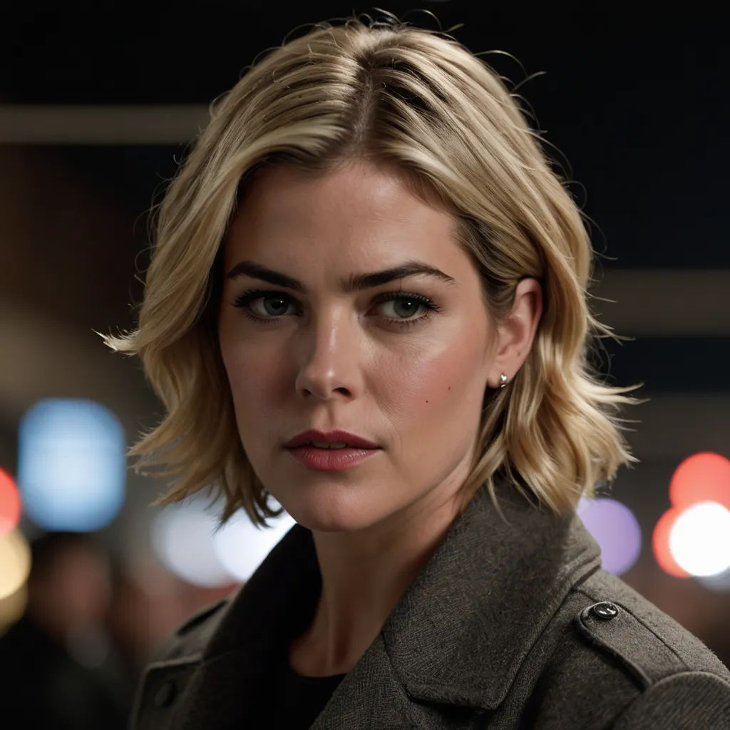 a woman with a short haircut and a peal of blue eyes looks at the camera with a serious look on her face, antipodeans, a character portrait, Constance Gordon-Cumming, promotional image
