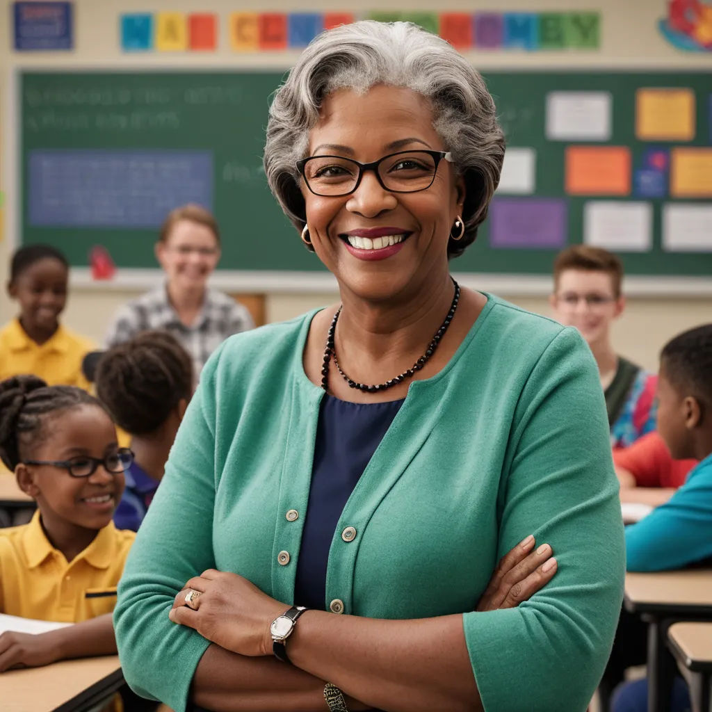 a woman standing in front of a classroom full of children with her arms crossed and smiling at the camera, vancouver school, a stock photo, Barbara Greg, promotional image
