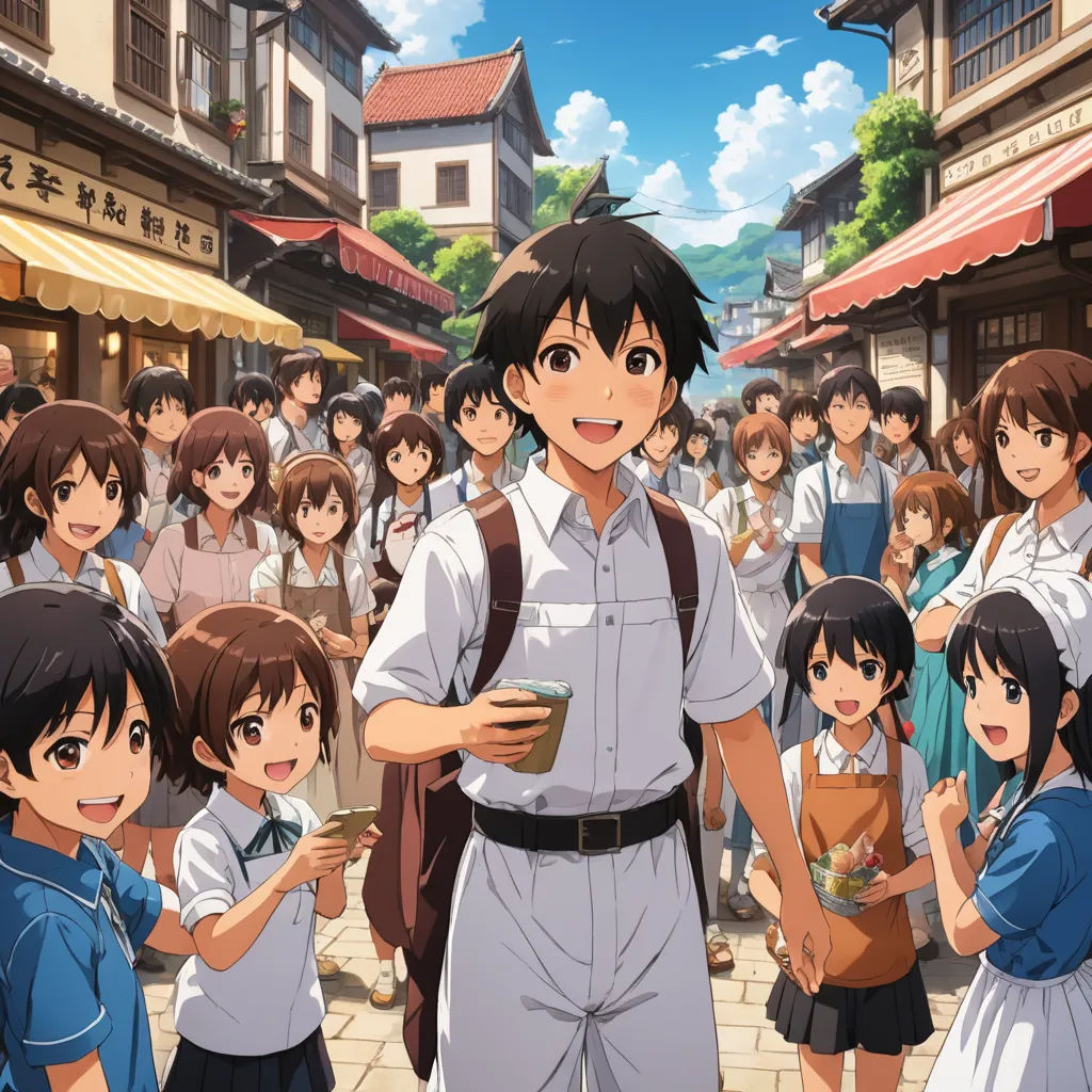 a man standing in front of a crowd of people in a city street with buildings and people in the background, remodernism, a detailed matte painting, Bourgeois, official art